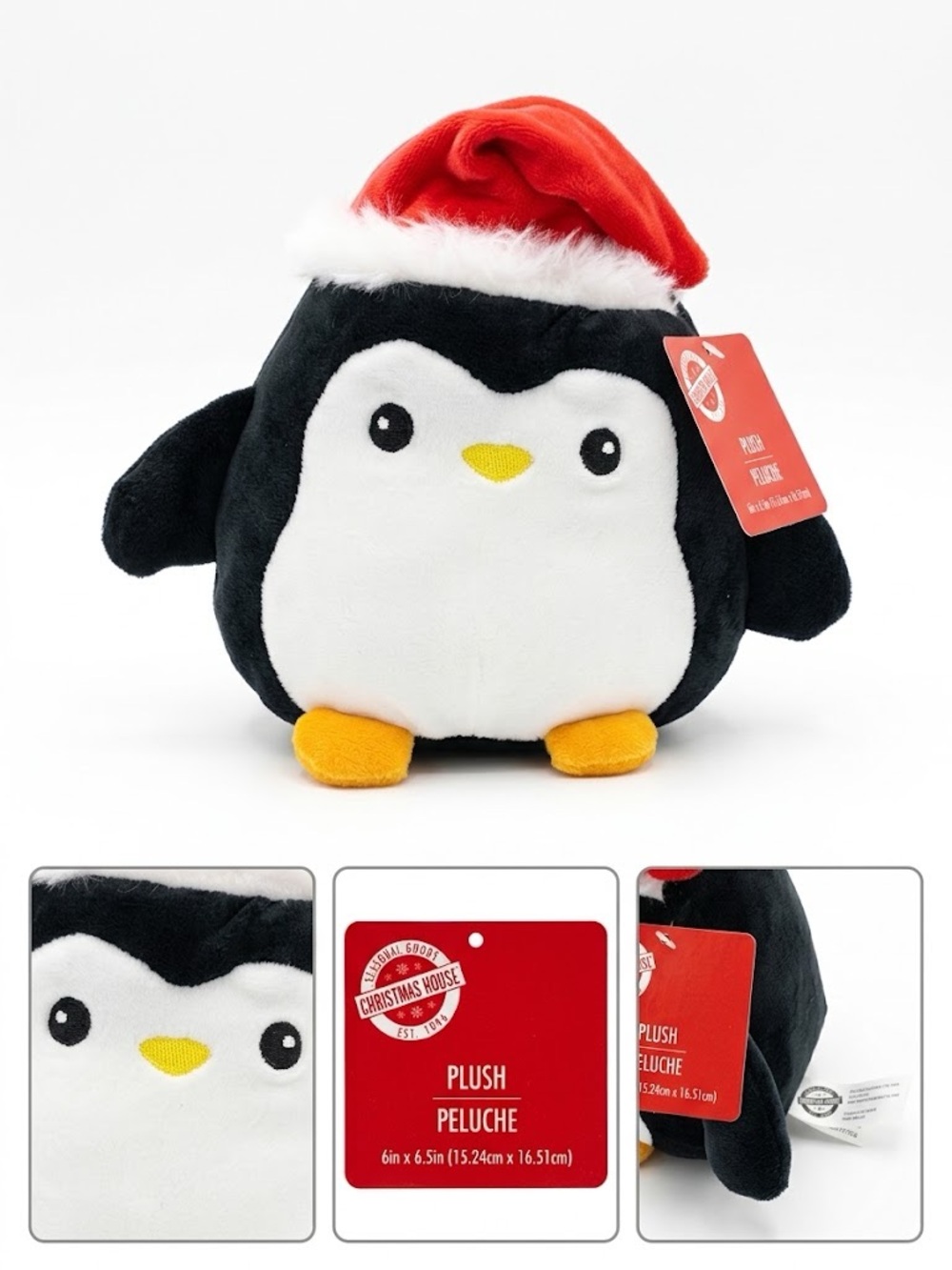Black & White Penguin Plush with Red Hat - Kids Toys